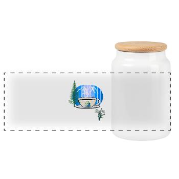 80er 90er Gebirge Kaffee Tasse Österreich Tirol - Panorama Keksdose mit Holzdeckel - Weiß - Vorne