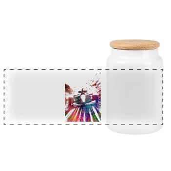Cars racing #racing #sport - Panoramic Cookie Jar with Wooden Lid - white - Front
