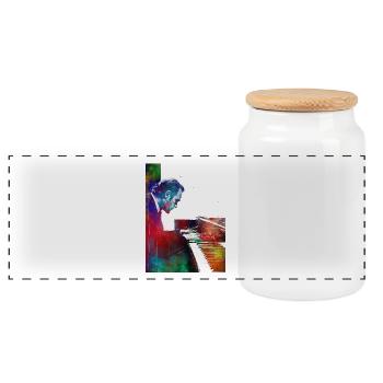 Pianist Musik Kunst - Panorama Keksdose mit Holzdeckel - Weiß - Vorne