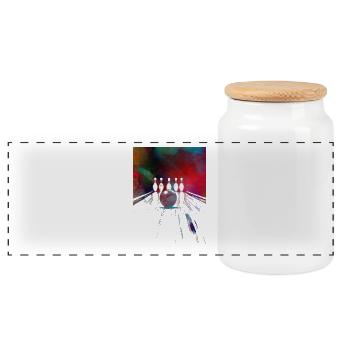 Bowling sportif - Boîte à biscuits avec couvercle en bois - blanc - Devant