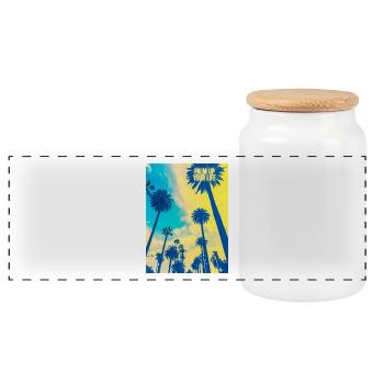 Palm up your life. - Panoramic Cookie Jar with Wooden Lid - white - Front