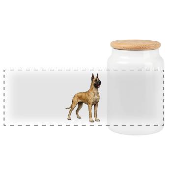 Vintage Great Dane Illustration – Elegance & Strength - Panoramic Cookie Jar with Wooden Lid - white - Front