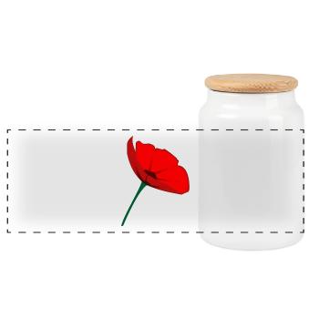 Minimalist Red Poppy Flower – Elegant Botanical Te - Panoramic Cookie Jar with Wooden Lid - white - Front