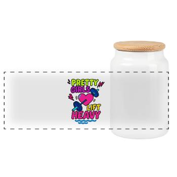 Pretty Girls Lift Heavy – Déclaration de forme - Boîte à biscuits avec couvercle en bois - blanc - Devant
