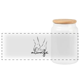Always - Dessin se tenir la main (motif partenaire) - Boîte à biscuits avec couvercle en bois - blanc - Devant