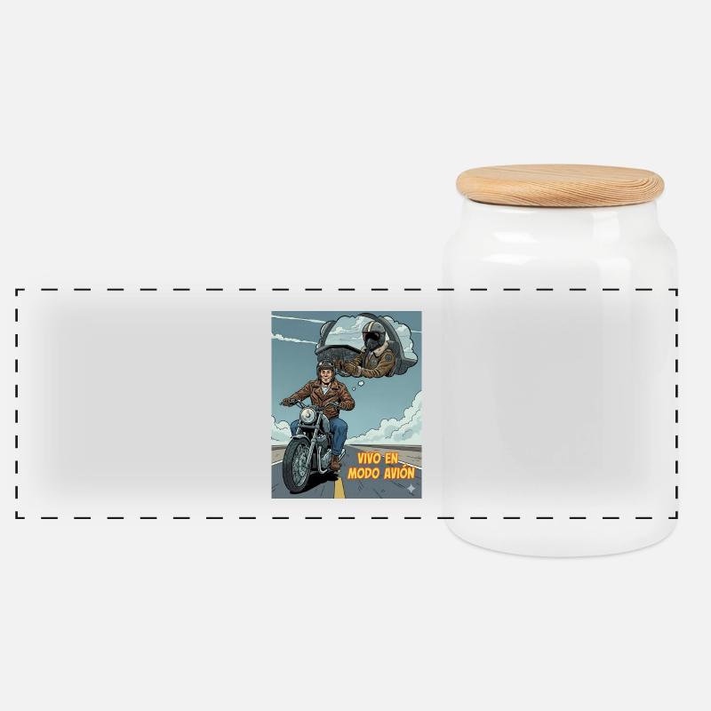 Ich lebe im Flugzeugmodus - Panorama Keksdose mit Holzdeckel - Weiß