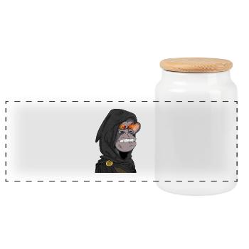 Yeux Lumineux de Singe - Boîte à biscuits avec couvercle en bois - blanc - Devant