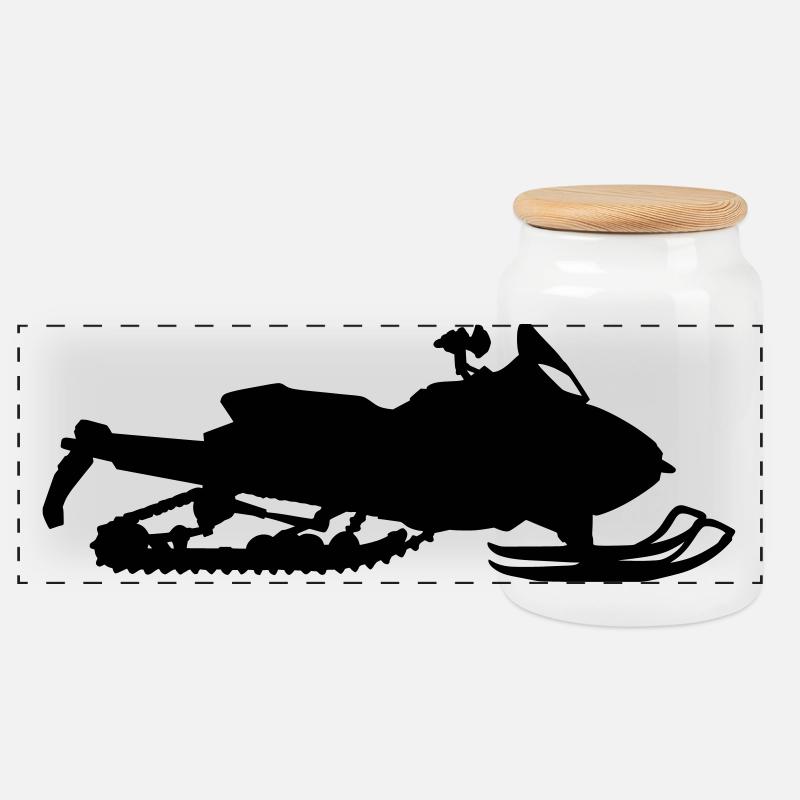 Snowmobile - Panorama Keksdose mit Holzdeckel - Weiß
