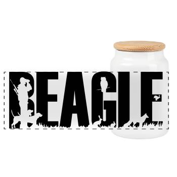 Hound Beagle - Boîte à biscuits avec couvercle en bois - blanc - Devant
