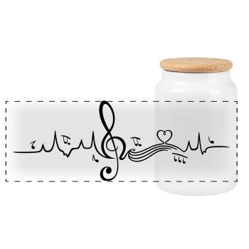 Heartbeat, l'amour pour la musique - Boîte à biscuits avec couvercle en bois - blanc - Devant