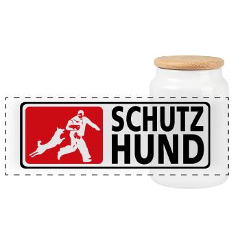 Schutzhund Logo  - Panorama Keksdose mit Holzdeckel - Weiß - Vorne