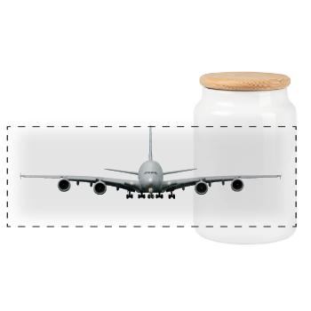 A-380 - Panorama Keksdose mit Holzdeckel - Weiß - Vorne