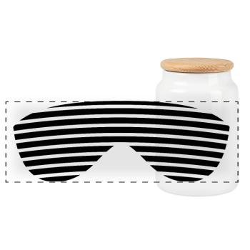 Brille schwarz gestreift - Panorama Keksdose mit Holzdeckel - Weiß - Vorne