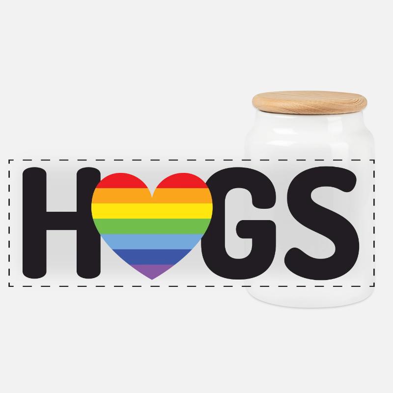 LGBT-Umarmungen - Panorama Keksdose mit Holzdeckel - Weiß