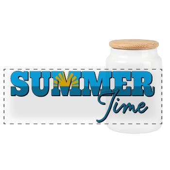 Summer Time - Panoramic Cookie Jar with Wooden Lid - white - Front