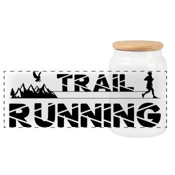 Trail Running Eagle Mountains Forest Shoes Profile - Panoramic Cookie Jar with Wooden Lid - white - Front
