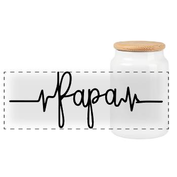 Cadeau 'Papa', Battement de Cœur Minimaliste - Boîte à biscuits avec couvercle en bois - blanc - Devant