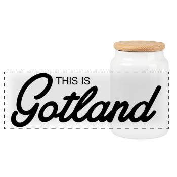 This is Gotland - Panoramic Cookie Jar with Wooden Lid - white - Front