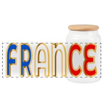 Lettrage France Europe - Boîte à biscuits avec couvercle en bois - blanc - Devant