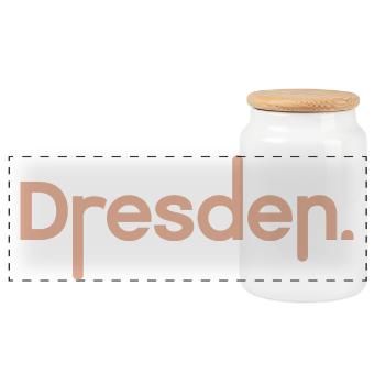Dresden Typography Dresden City Font Logo - Panoramic Cookie Jar with Wooden Lid - white - Front