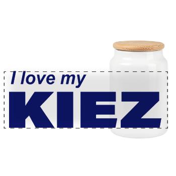I LOVE MY KIEZ - Panoramic Cookie Jar with Wooden Lid - white - Front