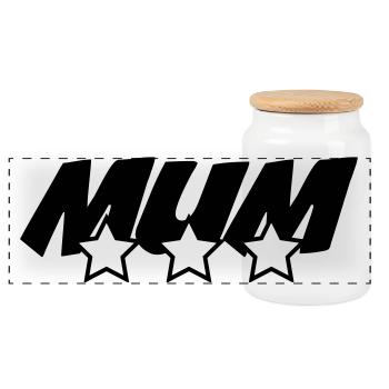 Best Mom - Mother's Day - Panoramic Cookie Jar with Wooden Lid - white - Front