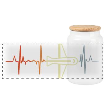 Rythme cardiaque pilote - Boîte à biscuits avec couvercle en bois - blanc - Devant