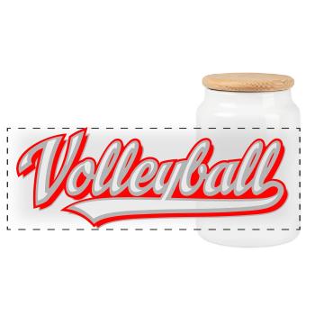 Volleyball - Panorama Keksdose mit Holzdeckel - Weiß - Vorne