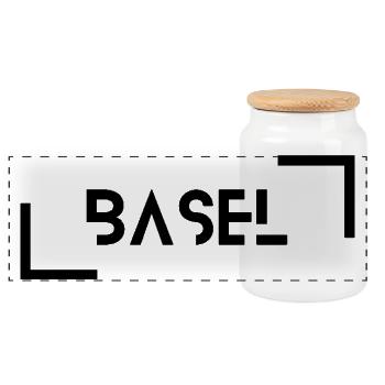 Basel schwarz - Panorama Keksdose mit Holzdeckel - Weiß - Vorne
