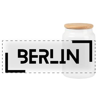 Berlin - Panorama Keksdose mit Holzdeckel - Weiß - Vorne