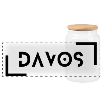 Davos - Panorama Keksdose mit Holzdeckel - Weiß - Vorne