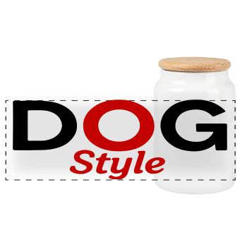 Dogstyle - Panoramic Cookie Jar with Wooden Lid - white - Front