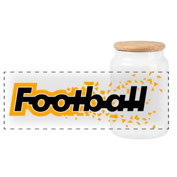 Soccer - Panoramic Cookie Jar with Wooden Lid - white - Front