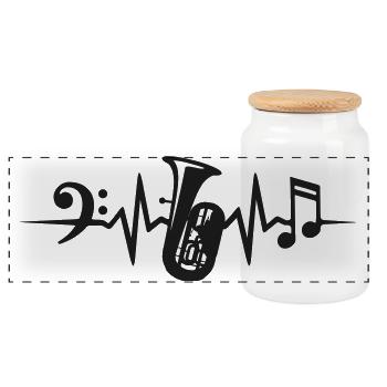 Tuba Heartbeat Tuba Orchestre Musiciens - Boîte à biscuits avec couvercle en bois - blanc - Devant
