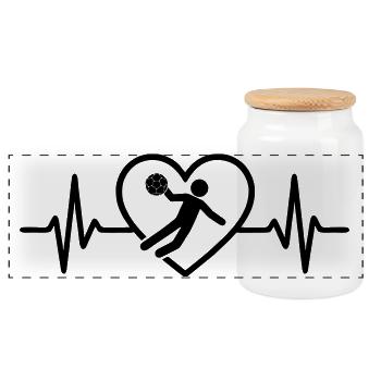 Coeur de Handball - Boîte à biscuits avec couvercle en bois - blanc - Devant