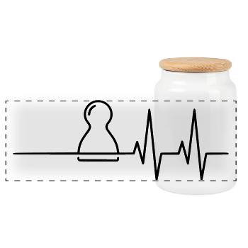 Battement de cœur du joueur de société : ligne ECG - Boîte à biscuits avec couvercle en bois - blanc - Devant