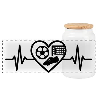 Chaussure de but de ballon de football Heart - Boîte à biscuits avec couvercle en bois - blanc - Devant