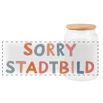 Sorry cityscape - Panoramic Cookie Jar with Wooden Lid - white - Front