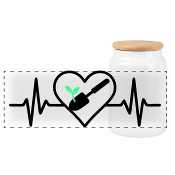 Herz Gärtnerei – Love of Nature - Panoramic Cookie Jar with Wooden Lid - white - Front