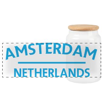 Textdesign Amsterdam – Pays-Bas - Boîte à biscuits avec couvercle en bois - blanc - Devant