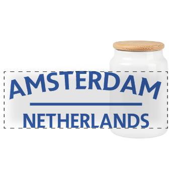 Textdesign Amsterdam – Pays-Bas - Boîte à biscuits avec couvercle en bois - blanc - Devant