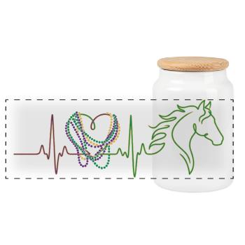 Cavalier Carnaval Horse Carnaval ECG Cadeau du cœur - Boîte à biscuits avec couvercle en bois - blanc - Devant