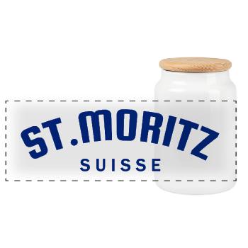 St. Moritz - Suisse - Schweiz - Swiss - Panorama Keksdose mit Holzdeckel - Weiß - Vorne