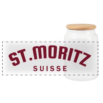 St. Moritz - Suisse - Schweiz - Swiss - Panorama Keksdose mit Holzdeckel - Weiß - Vorne