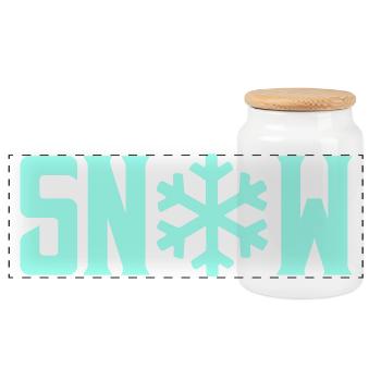 SNOW Snow Crystal - Panoramic Cookie Jar with Wooden Lid - white - Front