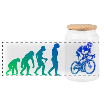 In a nutshell, Roadbike - Panoramic Cookie Jar with Wooden Lid - white - Front