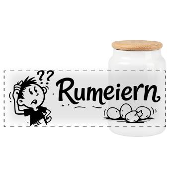 Rumeiern - Panorama Keksdose mit Holzdeckel - Weiß - Vorne