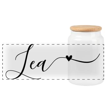 Lea Name First Name Decorative - Panoramic Cookie Jar with Wooden Lid - white - Front