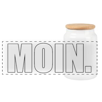 Hello - Panoramic Cookie Jar with Wooden Lid - white - Front