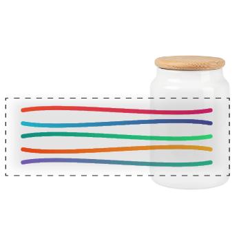 Regenbogen Linienkunst - Panorama Keksdose mit Holzdeckel - Weiß - Vorne